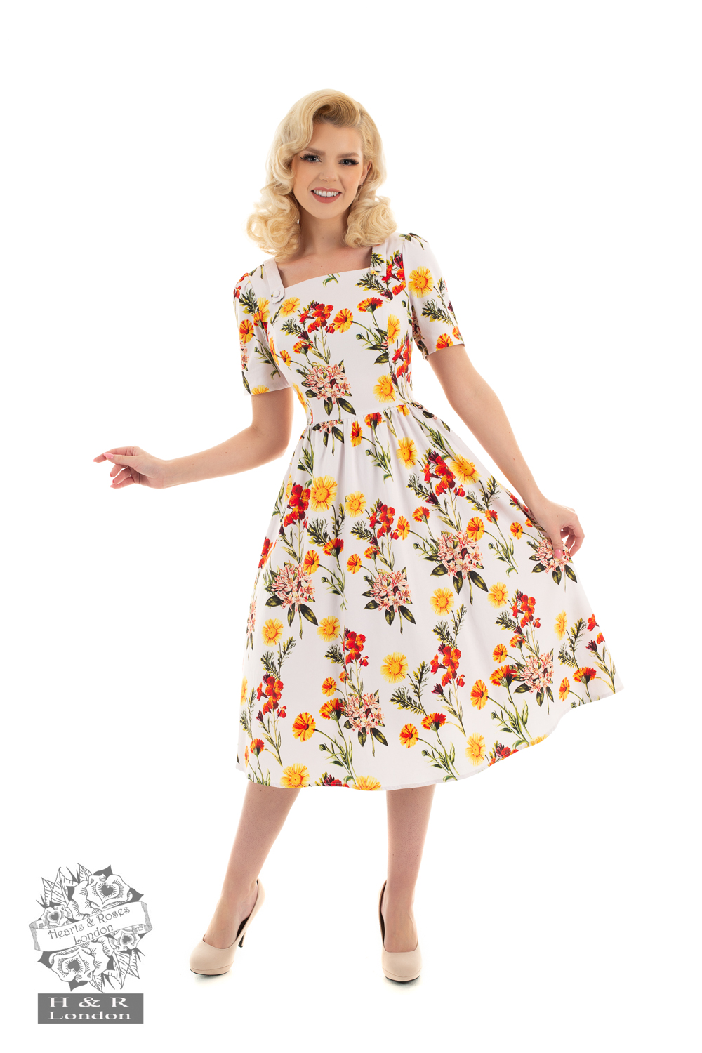 Sunflower Floral Swing Dress